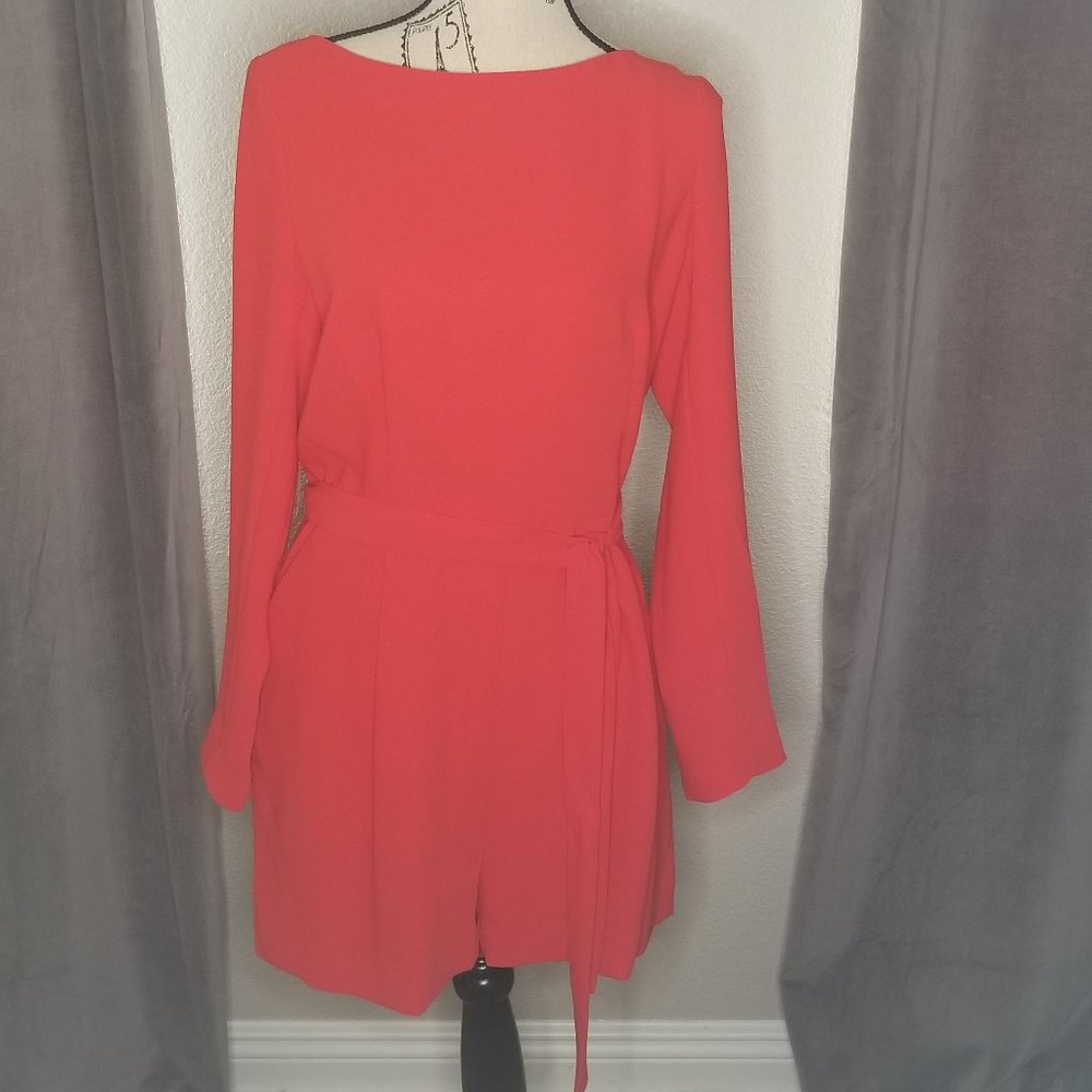 H&M-Red Long Sleeve Romper/Jumpsuit With Pockets